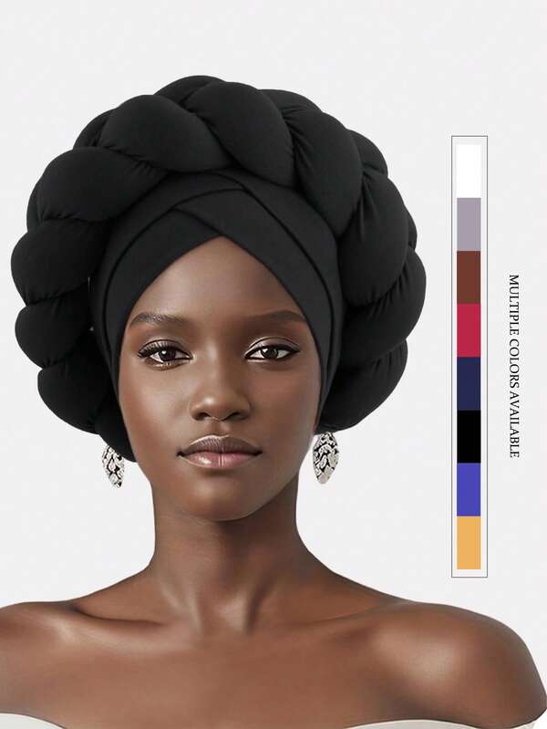 1pc Women's Printed 3D Braided Headscarf Hat, Hair Wrap, African Style, Suitable For Daily Use