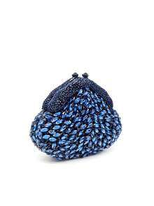 闪耀水晶手拿包，镶满水钻的晚宴包，铆钉设计，手工钻石手提包，珠宝灵感派对手拿包，适合派对和盛会，送给她的最佳礼物 - 藏蓝色 - 查看 3