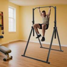Triangular Pull Up Station, Adjustable Height Strength Training Workout Equipment, Foldable Horizontal Bar, Power Tower Pull Up Bar Stand For Home Gym, 440LBS - Black - View 1