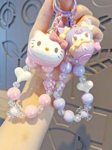 New Beaded Snack Sanrio Character Phone Charm, Cute Girl Backpack Pendant, Car Key Chain, Phone Strap (Bead Style Random)