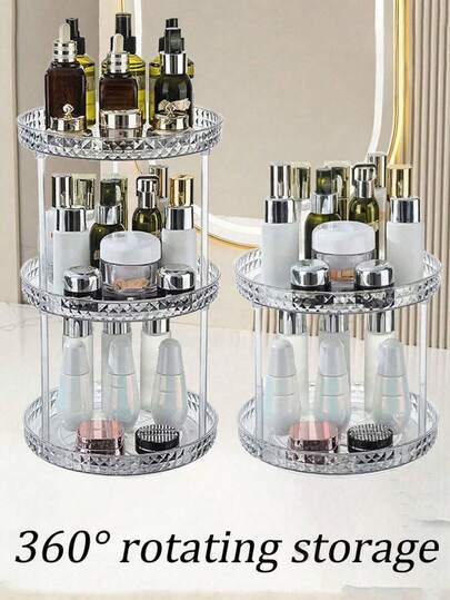 3/2/1 层 360° 钻石图案旋转化妆品收纳盒、化妆品收纳架、护肤品架、浴室美容托盘、珠宝收纳盒、多功能收纳托盘、大容量、多层、360° 旋转、可拆卸、适用于护肤品、化妆品、美容产品、小配件、洗漱用品、适合梳妆台、化妆台、浴室、卧室、家居、节日化妆品收纳、母亲护肤品收纳、婚礼化妆品收纳