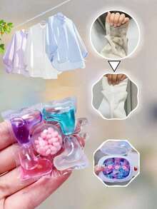 120 Pieces/Pack 5-In-1 Laundry Detergent Capsules, Concentrated Fragrance Fabric Softener, Stain Remover With Long-Lasting Fragrance, Powerful Cleaning Washing Beads, Herbal Fragrance For Household - Multicolor - View 4