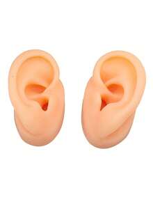 Silicone Ear Model,Nose And Mouth Model, Left And Right Soft Flexible Model Fake Ear Piercing Practice, Silicone Body Parts, Realistic Silicone Ear Mold For Jewelry Display Acupuncture Mannequin Teaching Instruction - Apricot - View 2