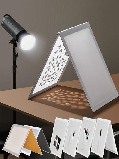 PVC光影柔光板，聚光反光板（用于珠宝摄影）-拍摄道具，可创造创意光影效果，可折叠纸板补光灯板（专门用于室内拍摄），摄影补光灯反光板，便携可折叠，自拍和户外拍摄道具，相机摄影配件