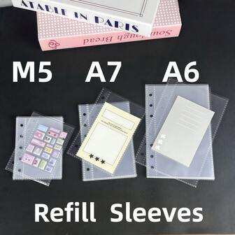 10pcs/20pcs M5/A7/A6 Loose Leaf Transparent Refill Pages, Sticker Book Refill Inserts, Suitable For Sticker Storage, Mini Scrapbook Filler, School Supplies, Back To School