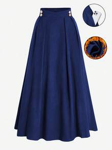 Women's Elegant High Waist Solid Color Pleated A-Line Skirt