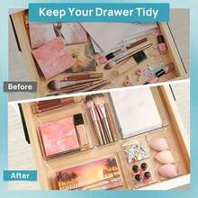 1/7/16/25 مجموعة صناديق تنظيم الرف الشفافة من البلاستيك - صناديق تخزين متعددة الوظائف بأربعة أحجام، مناسبة للمكتب والمكتب وتنظيم الرف، مصنوعة من مادة البولي بروبيلين المتينة، مثالية لاستخدام المنزل والمكتب، منظم درج المكتب | صناديق بلاستيكية شفافة | بلاستيك متين، منظم درج المكتب، منظم درج المكتب، صناديق تخزين المكتب.