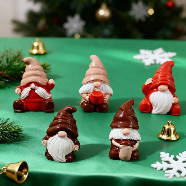 5/10/15 Piezas Conjunto de Figuras de Gnomos Navideños - Lindos Gnomos de Resina como Regalos de Navidad, Adornos Festivos para Decoración de Mesa del Hogar y Fiesta durante las Fiestas