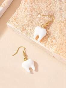 1 Pair Cute Tooth Design Dangle Earrings, Suitable For Daily Wear, Party Accessories, Fun And Fashionable, A Must-Have Item For Everyone