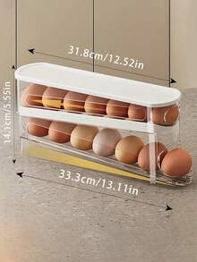 1pc Automatic Double-Layer Egg Cup, Keeping Eggs Fresh, Sliding Container Can Hold 12-14 Eggs - Hinge Design, Plastic Material, No Food Contact - Refrigerator Space Organizer, Kitchen Egg Rack, Kitchen Tools, Christmas Gift - Multicolor - View 3