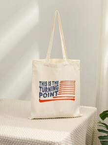 1 Pc This Is The Turning Point Quote Pattern Tote Bag Shoulder Bag For Travel Daily Commute Women's Shopping Bag, Best Gift For Her,  Folding Shoulder Bag Summer Beach Holiday Bag Travel Gift For Man Woman