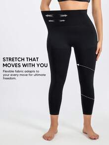 1 quần legging Capri cạp cao kiểm soát bụng, quần tập yoga bó nâng mông, quần bó định hình không đường may dùng cho phòng tập, chạy bộ, tập luyện, mặc hàng ngày - màu đen - Xem 6