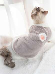 1 Peça Jaqueta com Capuz Sem Mangas Fofa para Gato, Colete Quente e Grosso para Cachorros, Roupa Antiperda para Cães e Gatos Pequenos, Adequado para Outono/Inverno