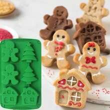 1 Set Weihnachts-Themen Silikonform, enthält Formen für Weihnachtsbaum, Haus, Lebkuchenmann, zum Herstellen von Schokolade, Kuchen, Pudding, Keksen, Brownies und anderen Weihnachtssüßigkeiten und Leckereien. Aus Silikon, hitzebeständig, für Kühlschrank, Ofen, Mikrowelle und Geschirrspüler geeignet. Ideal für Weihnachten, Geburtstagsfeiern oder andere Feiertags-Events zum Backen und Dekorieren.