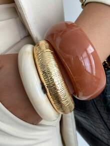 1 件/3 件/套波西米亚复古时尚不对称宽树脂袖口手链，奢华日常和派对珠宝礼物，适合女性（手链颜色和材质以实际商品为准）