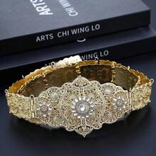 1 Piece Gold Color Morocco Belt For Women Crystal Metal Waist Chain Caucasus Belt Adjustable Length Bride Wedding Jewelry