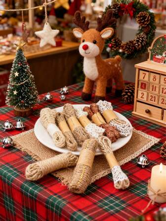 1Set Vintage Ribbon Gift Wrapping Twine Lace Hemp Rope Roll Handmade Braided Twine For Clothing Accessories DIY Craft Projects Ideal For Custom Fashion Embellishment And Holiday Gift Wrapping