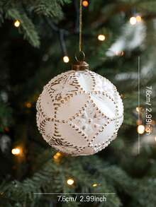 1pc Christmas Ball Ornaments White And Gold Rustic Christmas Ball Ornaments 4'' Vintage Christmas Tree Decorations Large Shatterproof Neutral Farmhouse Luxury Xmas Ornaments For Christmas Tree Home Decor - Multicolor - View 18