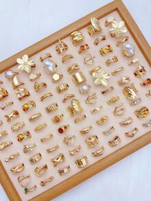 Flower Gold Ring Set