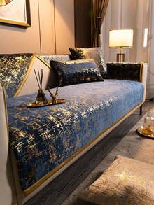 1pc Chenille Sofa Cover, All Season Universal Sofa Slipcover, Pillow Back Cover, Sofa Protector, Suitable For Bedroom, Office, Living Room, Home Decor - Blue - View 8