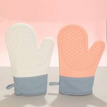 2 piezas Guantes de horno, guantes resistentes al calor de silicona antideslizante gruesa con forro de algodón largo para cocinar, hornear, herramientas de cocina antideslizantes, regalos festivos de cocina amigables para la organización del hogar y la cocina