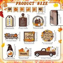 Thanksgiving Tiered Tray Decor Set 15Pcs Wooden Fall Table Signs For Home Office Party Decor - Multicolor - View 7