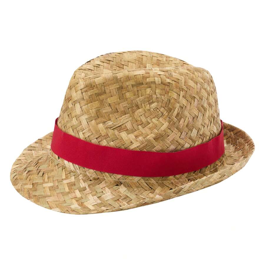 Floso Unisex Adult Pricus Straw Sun Hat (Natural/Red) - White - View 1