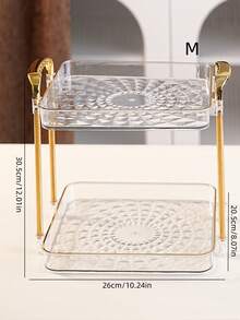 Double Layer Tray, PET Material, Durable And Shatter-Resistant, Multi-Scenario Multi-Function Storage Tray, Suitable For Kitchen, Bathroom, Living Room And Other Tabletop Daily Storage, Suitable For Various Holiday Celebrations, Weddings, Parties, Dinner Parties, Desserts, Snacks, Bread And Cake Trays - Transparent - View 8