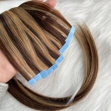 Mini Tape In Human Hair Extensions 12"-24" Machine Remy Skin Weft Adhesive Tape Hair Ons 10pcs/Pack Double-Sided, Invisible, Seamless, Tape-In-Hair, 10 Pieces/Set, Natural, Smooth, Black, Brown, Blonde,Highlight, 3 X 0,8 Cm, Tiny Tape-On-Hair For More Volume Easy Easy To Install, Suitable For Everyday Life, Dating, Party. Highlight Your Beauty - SP4/27 - 查看 2