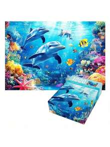 1000PCS Starry Night Puzzle, Decompression Mini Puzzle Toys With Jigsaw Pieces And Drawing Paper, Best Gift For Adults Artwork And Family Game - Starry Sky - Moonlight Hut - Dolphins - Ocean World Puzzle - High Difficulty Puzzle - Leisure And Stress Relief - Gifts