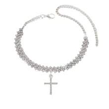 1pc Elegant Luxury Rhinestone Cross Design Anklet, Suitable For Women's Daily Wear