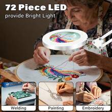 72 LED 8X/10X 新型照明放大镜灯，带 USB 三色 LED，适用于焊接维修、桌面照明和皮肤护理