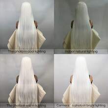 Parrucca sintetica bianca dritta con frangia per costumi di Ognissanti e cosplay di anime - lunga e dall'aspetto naturale