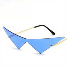 Neutral Large Triangle Fashion Glasses - Exaggerated Oversized Frame, Lightweight Protective Design, Vibrant Green Lenses, Suitable For Street Photography, Hip-Hop Style, Casual Outings, Metal Embellishments - 灰色的 - 查看 3