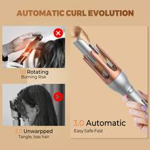 UKLISS Intelligent Anti-Scald Curling Wand – Automatic Rotation, Precise Timing & Negative Ion – Ideal For Daily/Party/Office Hairstyles - UK Plug(220-240V) - View 7