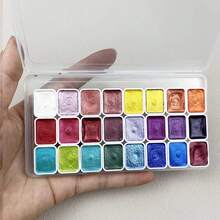 24 Colors Pearl Watercolor Paint Set - Vibrant Solid Packaging, Suitable For Chinese Painting, Thangka Calligraphy And Color Art Creation, Suitable For Professional Art Use, Glitter Watercolor Paints - 24 colour sunset - View 13
