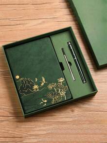 Set regalo taccuino personalizzato A5, include taccuino + penna + ricarica + scatola regalo. Il taccuino e la penna possono essere personalizzati con il testo desiderato. Disponibile come taccuino singolo o set. Taccuino in finta pelle con goffratura paesaggistica, taccuino per riunioni, blocco note. Copertina in materiale PU con sensazione di pelle e colore cangiante, 100 pagine interne, motivo di copertina unico, forniture regalo di Natale - Multicolore - Visualizzare 20