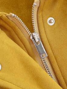 Chaqueta bomber casual de manga raglán con cuello, de unicolor, con bolsillo y cremallera, y forro polar, para otoño/invierno