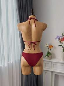 Bellisia Biquíni de cor sólida para férias de verão na praia