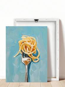 1pc Vintage Italy Posters Oil Painting Style Kitchen Prints,Abstract Pasta And Fork Prints Kitchen Fried Egg Wall Decor,Modern Dining Room Wall Art Funky Kitchen Poster,Bedroom Decor, Living Room Decor, Dining Room Wall Decor,Wall Arts, Wall Decor, Home Decor, Room Decor, Canvas Wall Art, Posters, Wall Art With Frame, Optional Frame ﻿