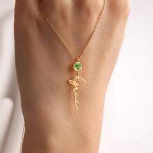 Personalized Women'S Bohemian Style Name Creation Stone Pendant Necklace, 18K Golden Plated, Customizable English Name, Perfect Gift For Her, Birthday Gift, Mother'S Day Gift, Christmas Gift, Valentine'S Day Gift, Graduation Gift - Multicolor - View 9