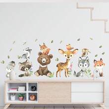 2pcs Cartoon Cute Animal Bear, Deer, Rabbit, Squirrel Wall Stickers, Self-Adhesive PVC Decals For Bedroom, Living Room, Home Decor Room Decor Bedroom Decor Kitchen Decor Wall Decor
