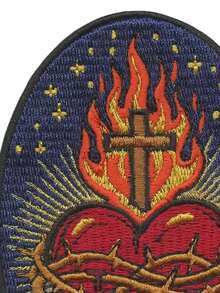 1件装宗教圣心耶稣十字架刺绣熨烫贴片 - 彩色 - 查看 4