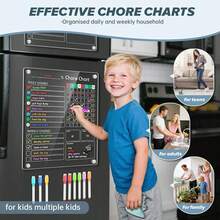 Acrylic Magnetic Chore Chart For Kids, 9.5&#34;X12&#34; Behavior Reward Responsibility Chart For Kids\/Teens\/Adults Chore Chart For Multiple Kids, Reusable Chore Checklist &Amp; Responsibility Tracker (1 Pack)