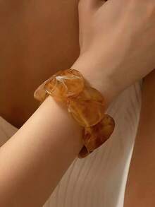 1 pieza Pulsera de mujer con cuentas y estampado de teñido anudado colorido, accesorio de uso diario, adecuado para primavera/verano