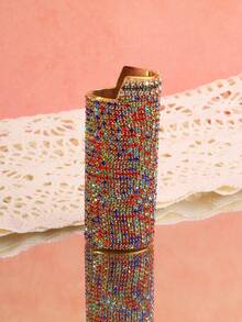 [1pc Zinc Alloy Lighter Case] 1pc Sparkling Artificial Diamond Decoration Zinc Alloy Lighter Case&Lighter Sleeve For Model BIC-J6. - Multicolor - View 18