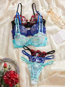 Women's Sexy Lingerie 3 Pieces Set, Mixed Color, Sexy And Bold Women's Bra Set - 彩色 - 查看 3