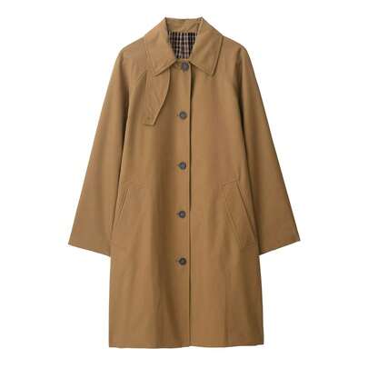 Camellia Autumn/Winter New Cotton Long Sleeve Lapel Button Midi Trench Coat, British Style