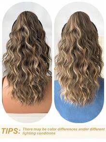 Acessório para extensão de rabo de cavalo em formato de garra, multicolorido, peruca de rabo de cavalo sintética resistente ao calor com ondulações de água de 16 polegadas, adequada para festas femininas e uso diário