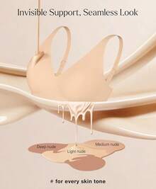Popilush Wireless Bras Women Seamless No Underwire Push Up Bra Supportive Deep V Bralette Everyday Comfortable T-Shirt Bra - 綠色 - 查看 5